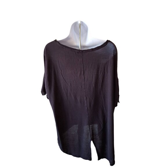 Lucky Brand Womens Tunic Top XL Black Geometric Embroidered Aztec Split Back - Picture 2 of 6